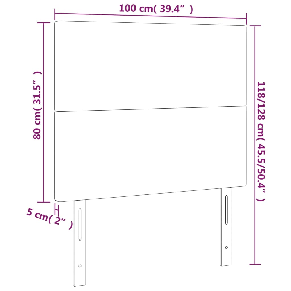 vidaXL Tête de lit à LED Gris 100x5x118/128 cm Similicuir