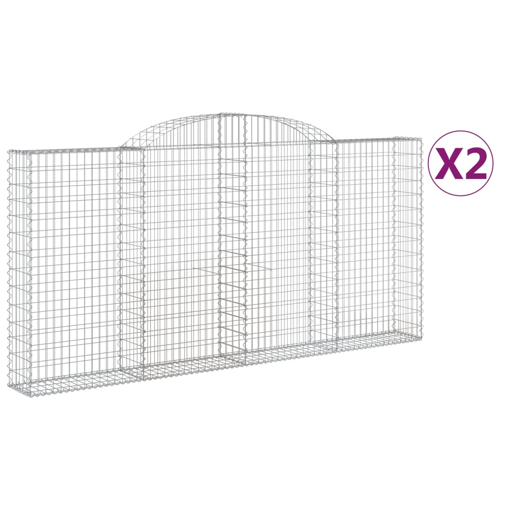 vidaXL Paniers à gabions arqués 2 pcs 300x30x140/160 cm fer galvanisé