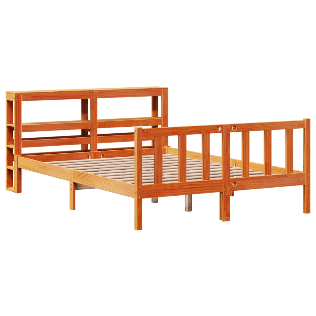 vidaXL Cadre de lit et tête de lit sans matelas cire marron 140x200 cm