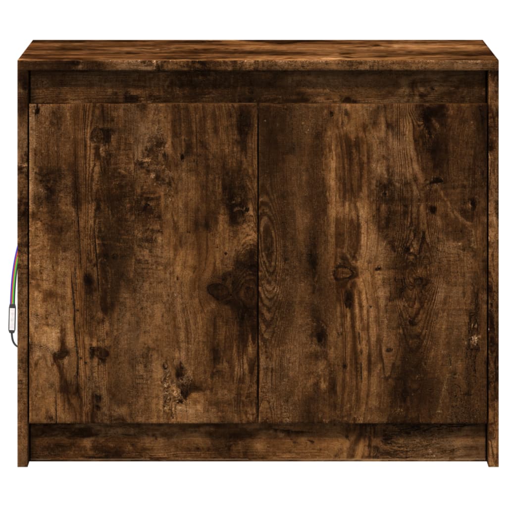 vidaXL Buffet avec LED chêne fumé 72x34x61 cm bois d'ingénierie