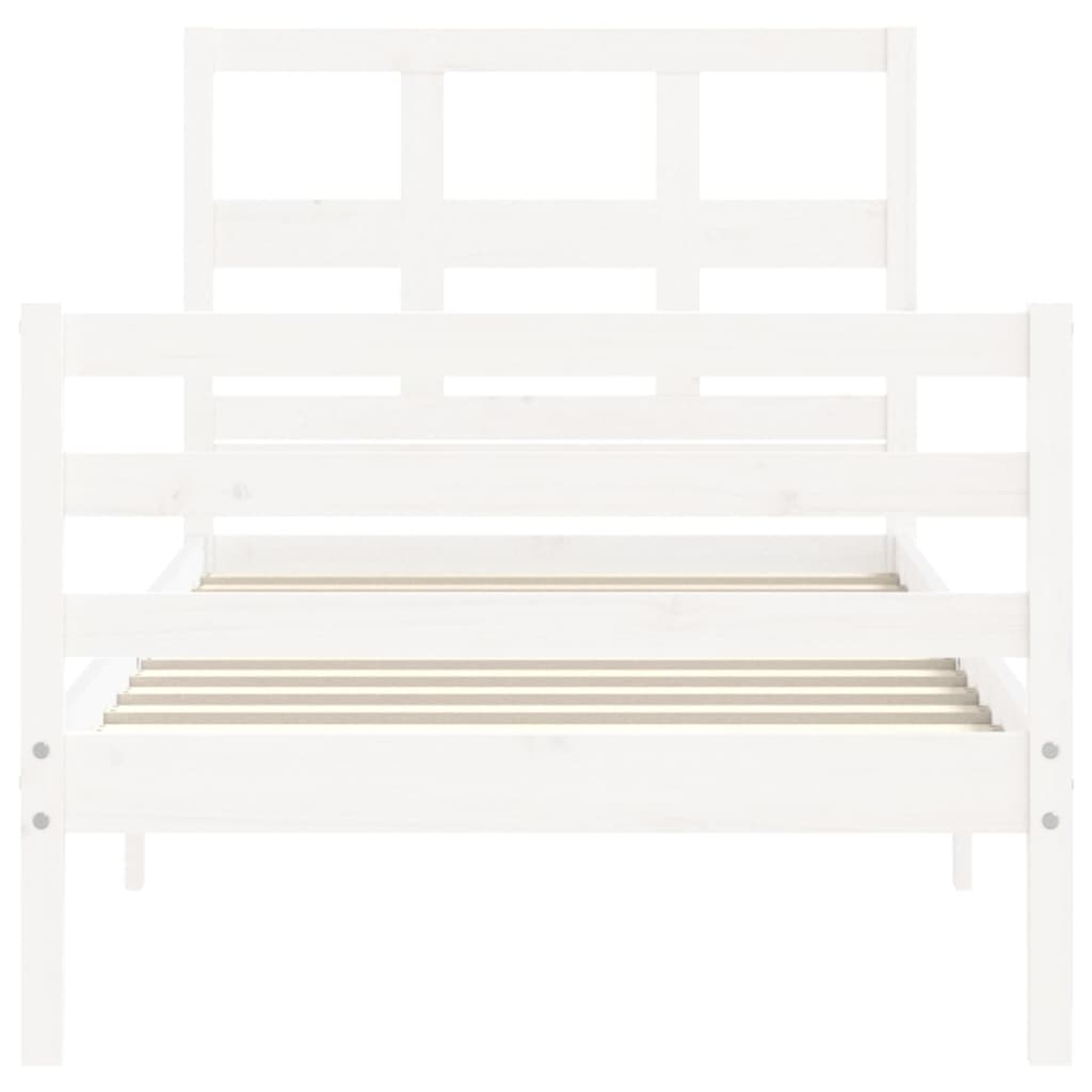 vidaXL Cadre de lit et tête de lit blanc 100x200 cm bois massif