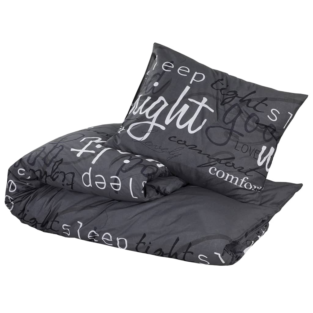 vidaXL Ensemble de housse de couette Noir 155x220 cm Coton