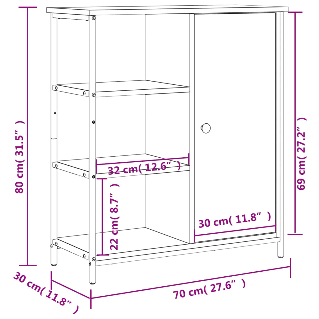 vidaXL Buffet chêne sonoma 70x30x80 cm bois d'ingénierie