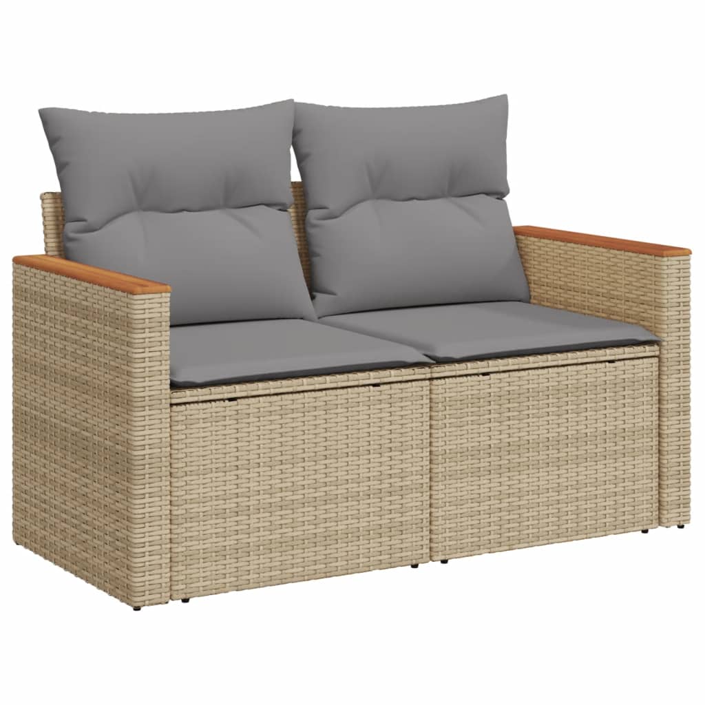 vidaXL Salon de jardin et coussins 14 pcs mélange beige résine tressée