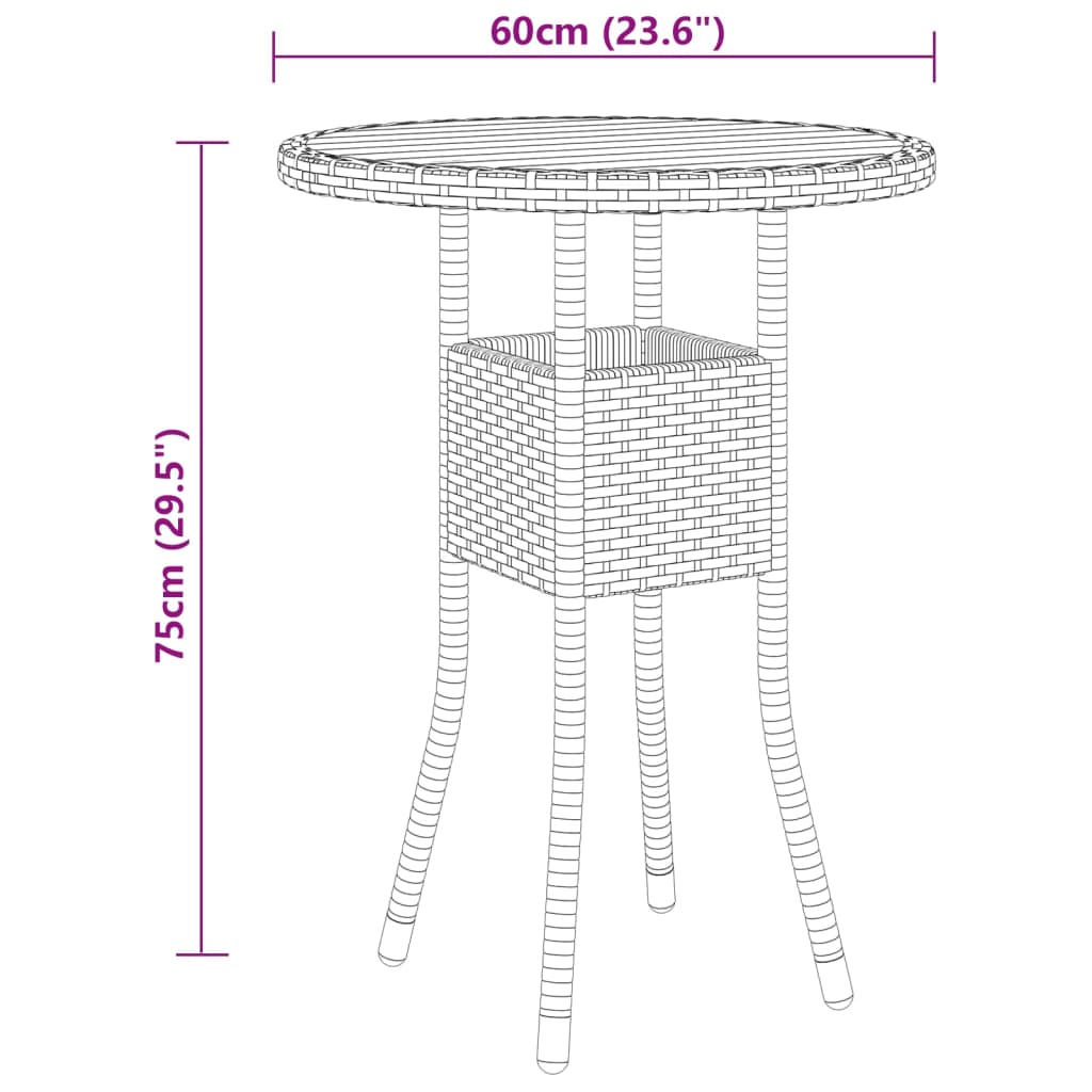 vidaXL Ensemble de bistro de jardin 3 pcs Résine tressée Noir