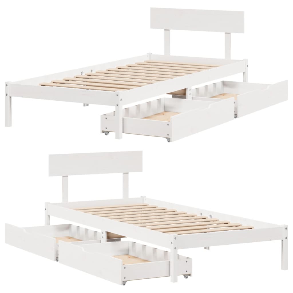 vidaXL Cadre de lit sans matelas blanc 90x200 cm bois de pin massif