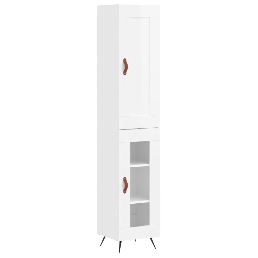 vidaXL Buffet haut Blanc brillant 34,5x34x180 cm Bois d'ingénierie