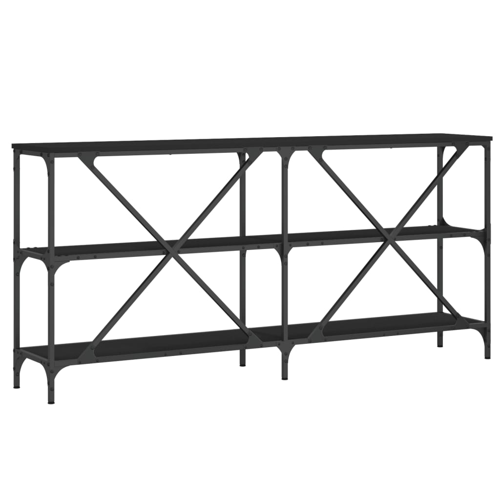 vidaXL Table console noir 160x30x75 cm bois d'ingénierie et fer