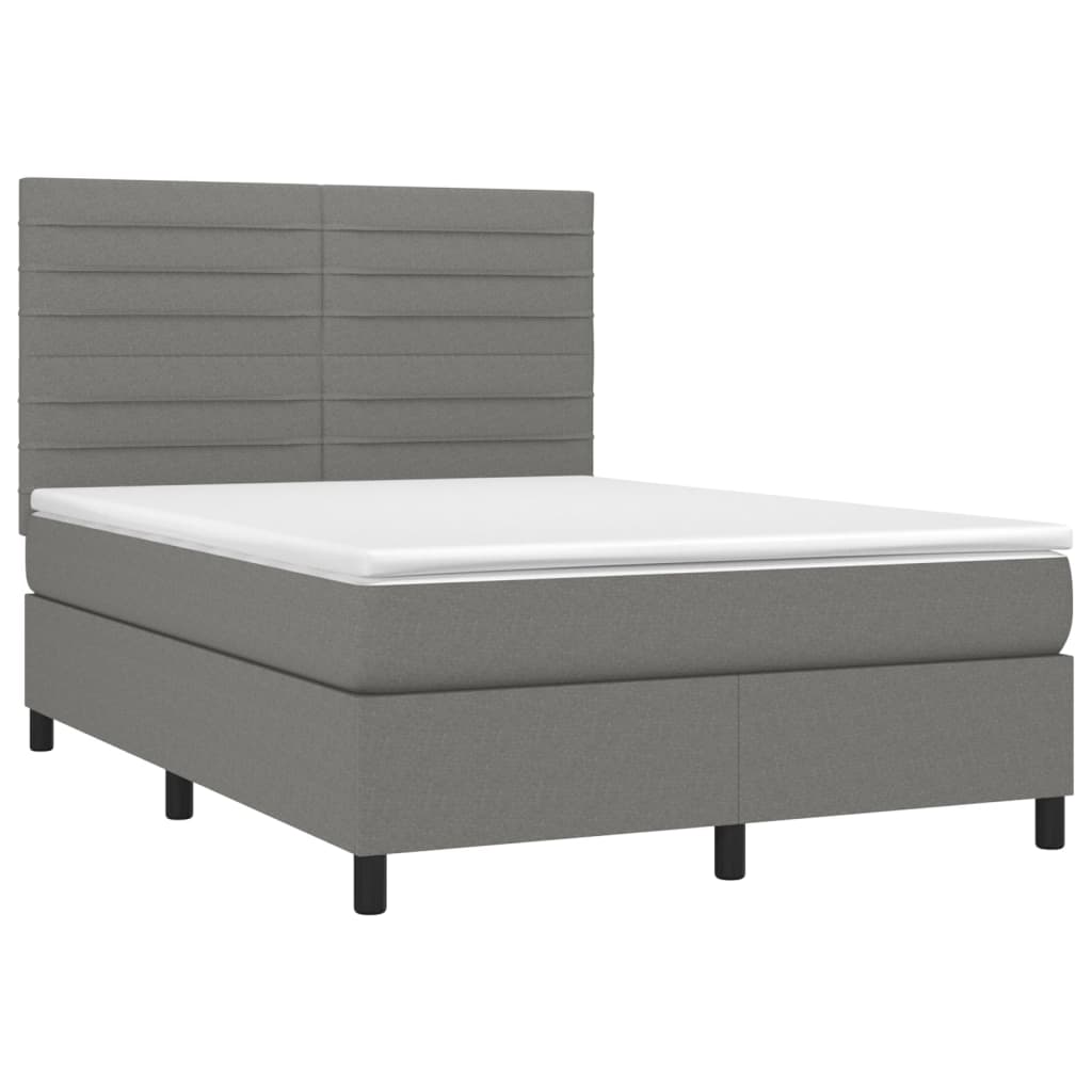 vidaXL Sommier à lattes de lit avec matelas Gris foncé 140x200cm Tissu