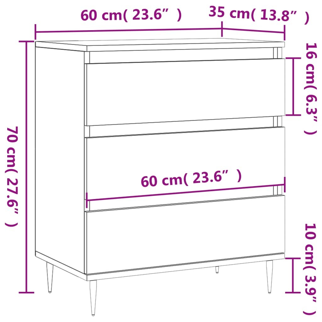 vidaXL Buffet Blanc 60x35x70 cm Bois d'ingénierie