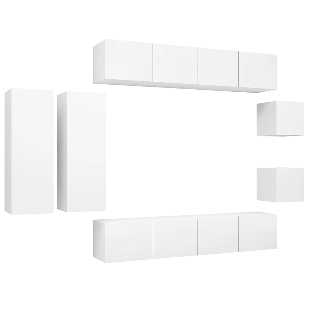 vidaXL Ensemble de meubles TV 8 pcs Blanc Bois d'ingénierie