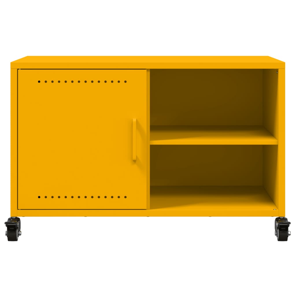 vidaXL Meuble TV jaune moutarde 68x39x43,5 cm acier