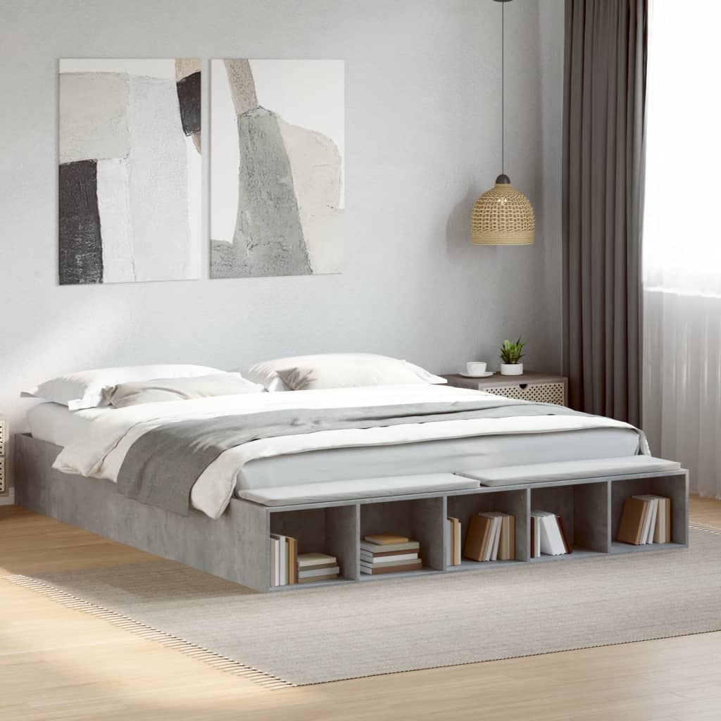 vidaXL Cadre de lit sans matelas gris béton 180x200 cm