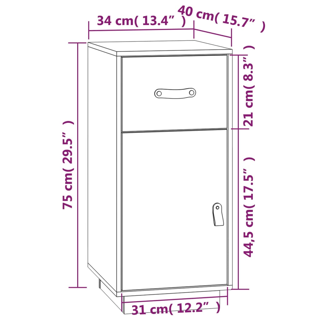 vidaXL Buffet Noir 34x40x75 cm Bois massif de pin