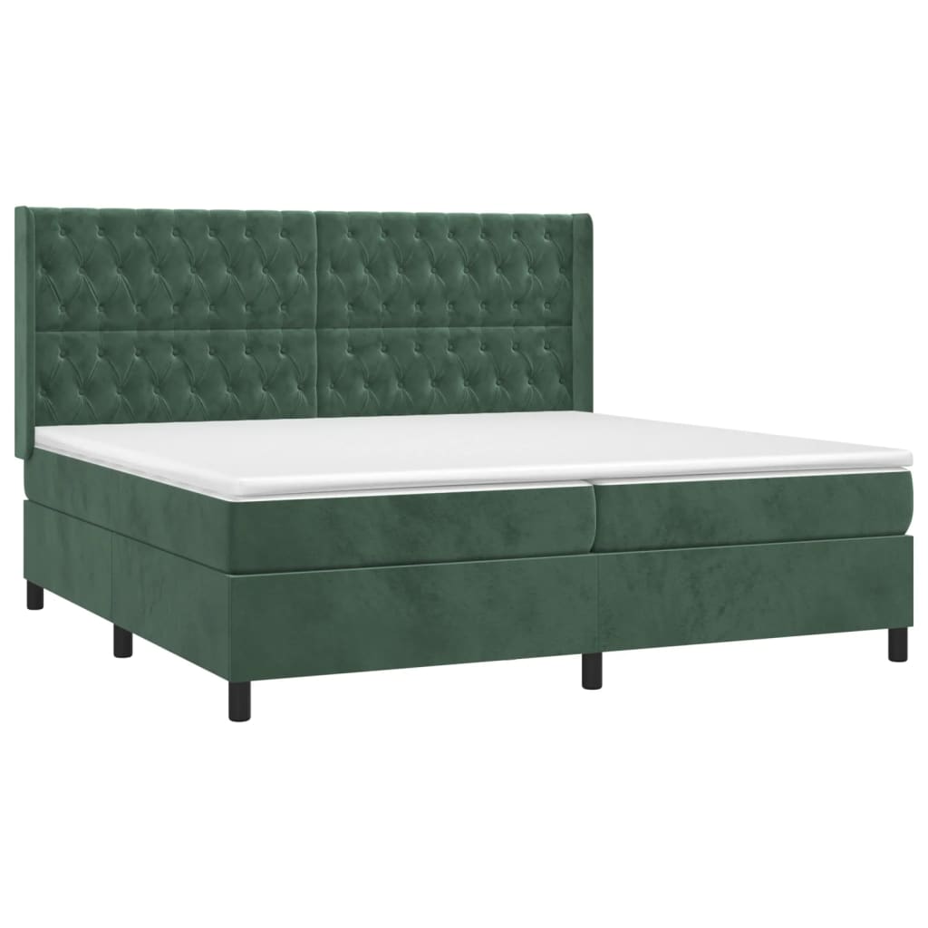 vidaXL Sommier à lattes de lit matelas et LED Vert foncé 200x200 cm