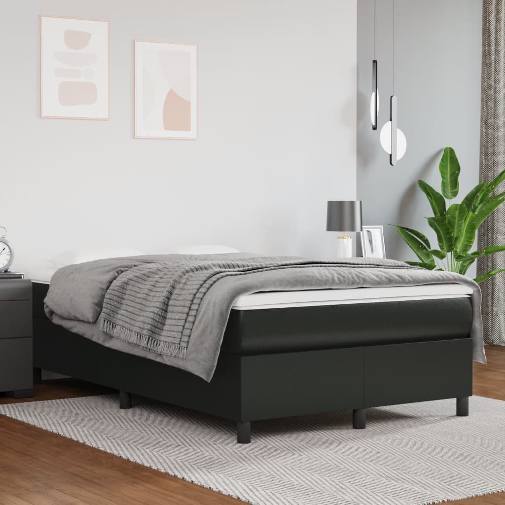 vidaXL Sommier à lattes de lit avec matelas noir 120x190 cm similicuir