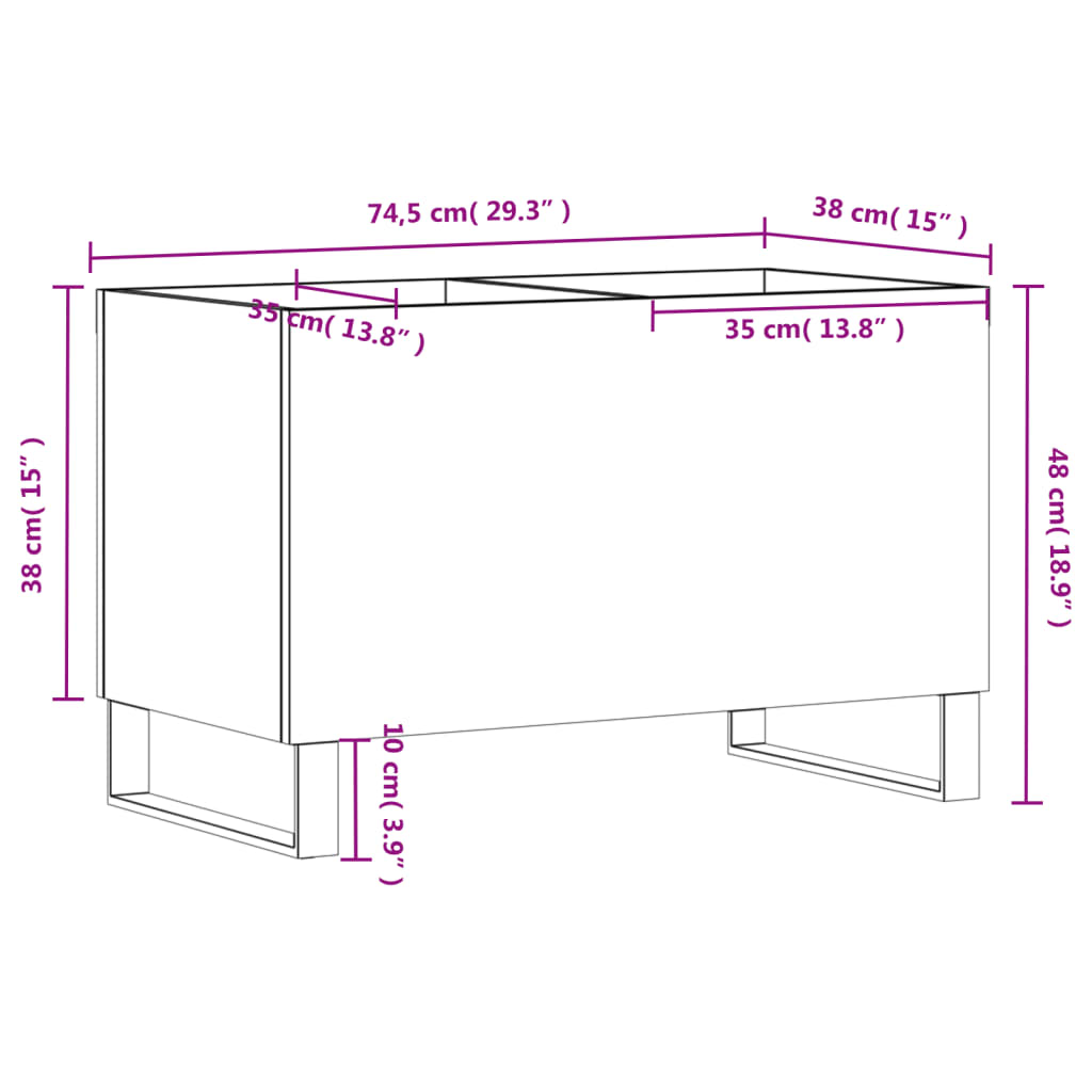 vidaXL Armoire à disques noir 74,5x38x48 cm bois d'ingénierie