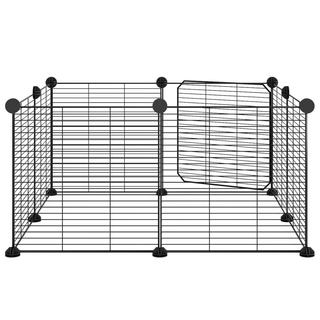 vidaXL Cage animaux de compagnie à 8 panneaux et porte Noir 35x35 cm