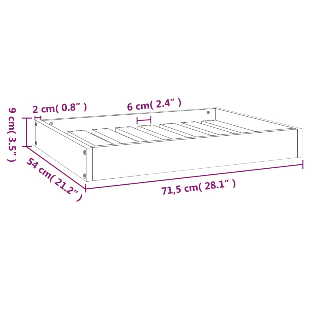 vidaXL Lit pour chien Noir 71,5x54x9 cm Bois de pin solide