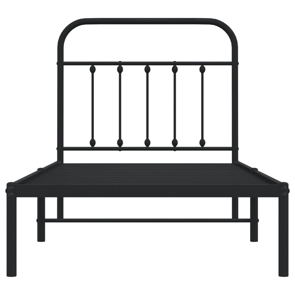 vidaXL Cadre de lit métal sans matelas avec tête de lit noir 90x200 cm