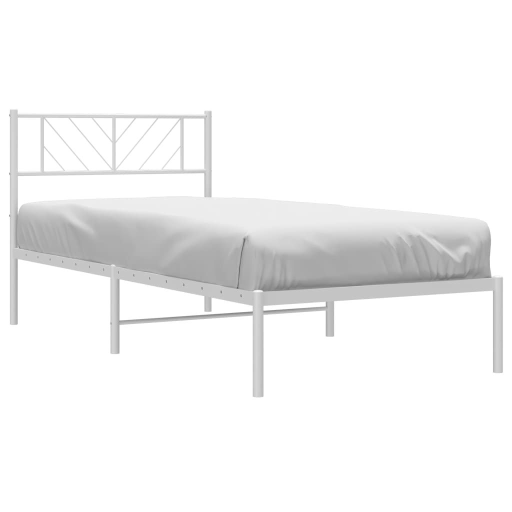 vidaXL Cadre de lit métal sans matelas et tête de lit blanc 100x190 cm