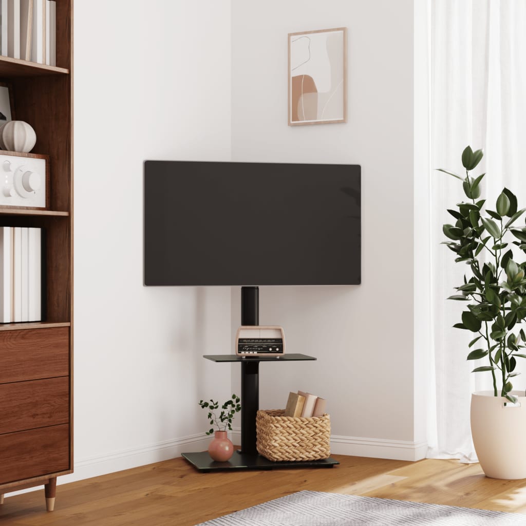 vidaXL Meuble TV d'angle 2 niveaux pour 32-65 pouces noir