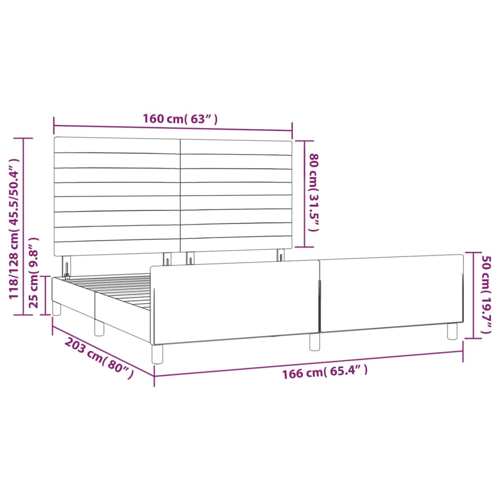 vidaXL Cadre de lit sans matelas crème 160x200 cm tissu