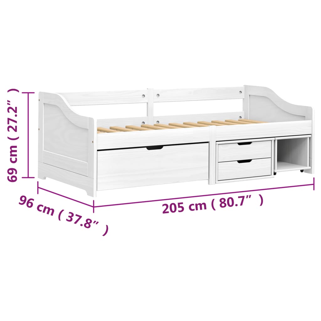 vidaXL Lit de jour avec 3 tiroirs IRUN blanc 90x200 cm bois pin massif