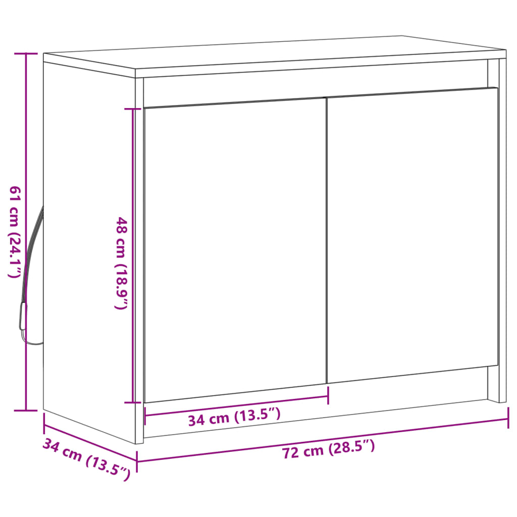 vidaXL Buffet avec LED chêne fumé 72x34x61 cm bois d'ingénierie