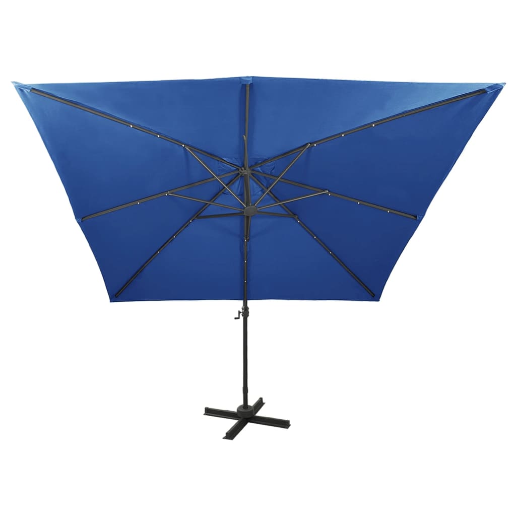 vidaXL Parasol de jardin en porte-à-faux et mât et lumières LED