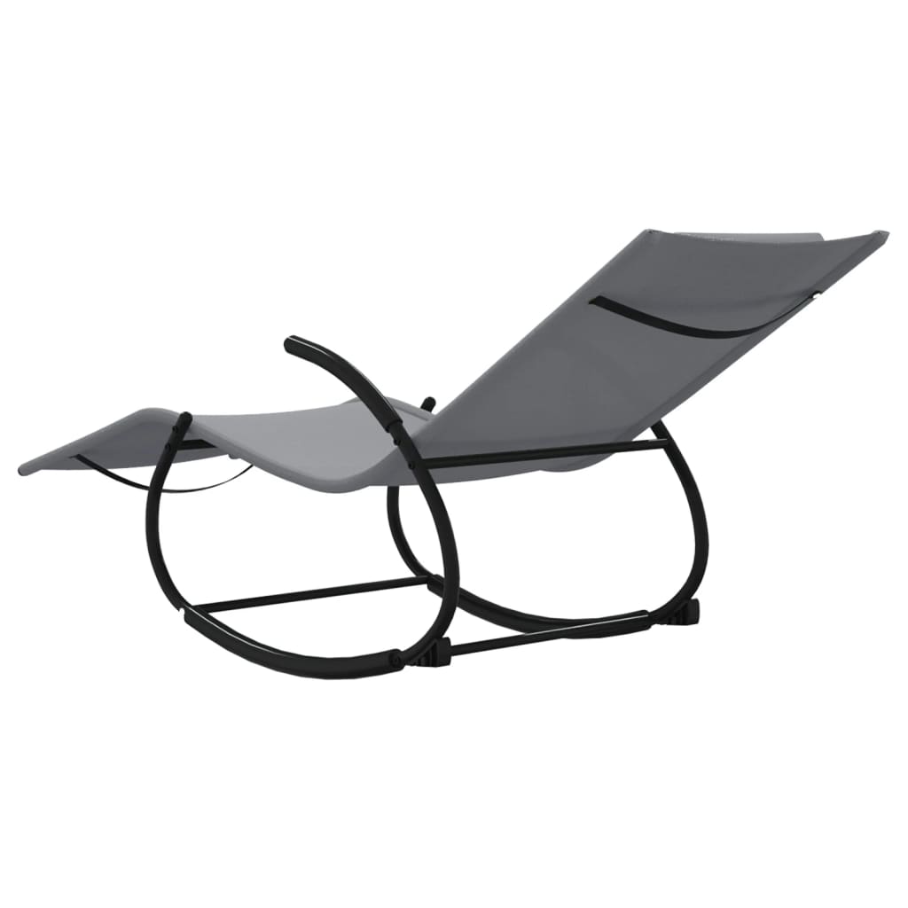 vidaXL Chaises longues à bascule lot de 2 Gris Acier et textilène