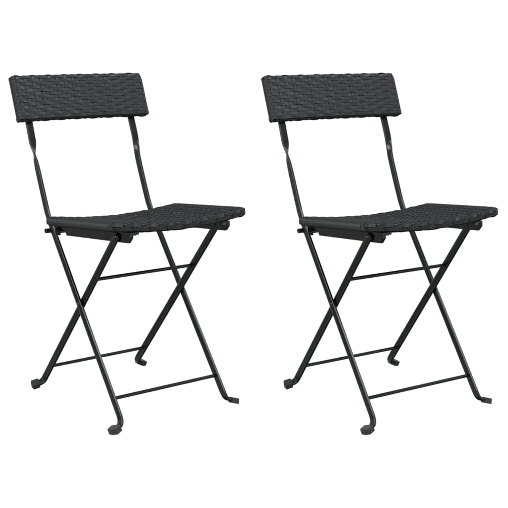 vidaXL Chaises de bistrot pliantes lot de 2 Noir Résine tressée acier