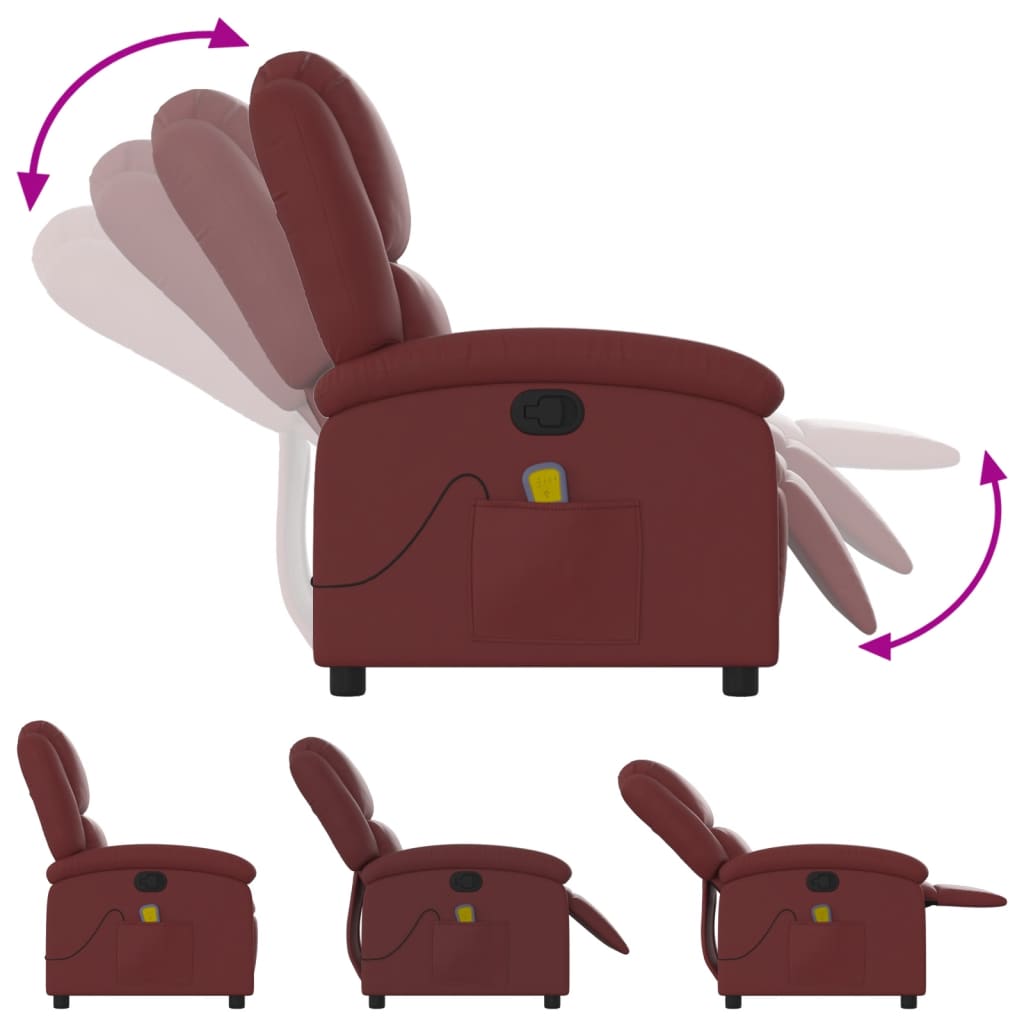 vidaXL Fauteuil de massage inclinable Rouge bordeaux Similicuir