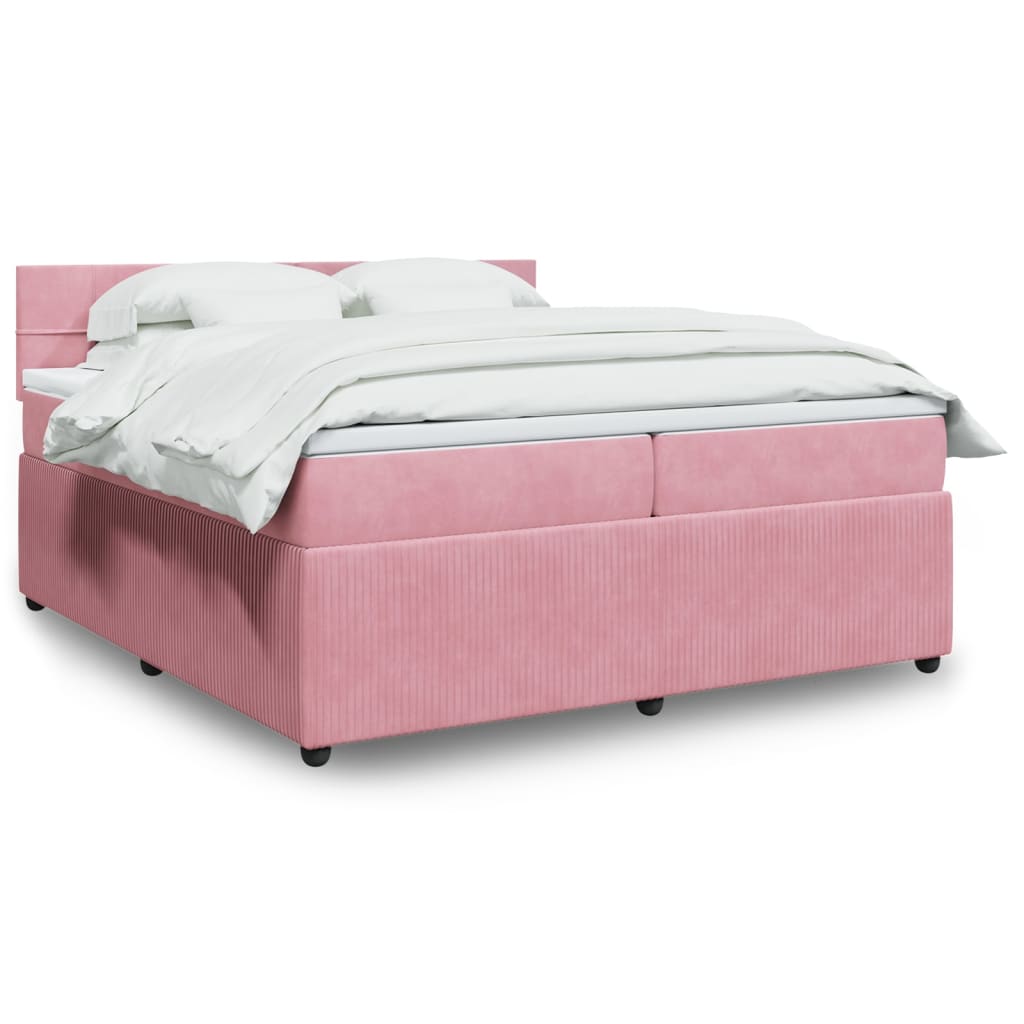 vidaXL Sommier à lattes de lit avec matelas Rose 200x200 cm Velours