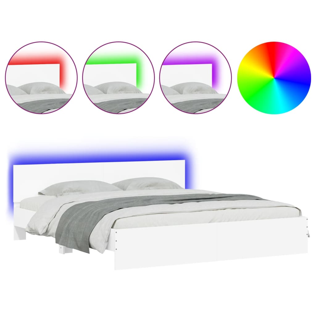 vidaXL Cadre de lit avec LED sans matelas blanc 200x200 cm