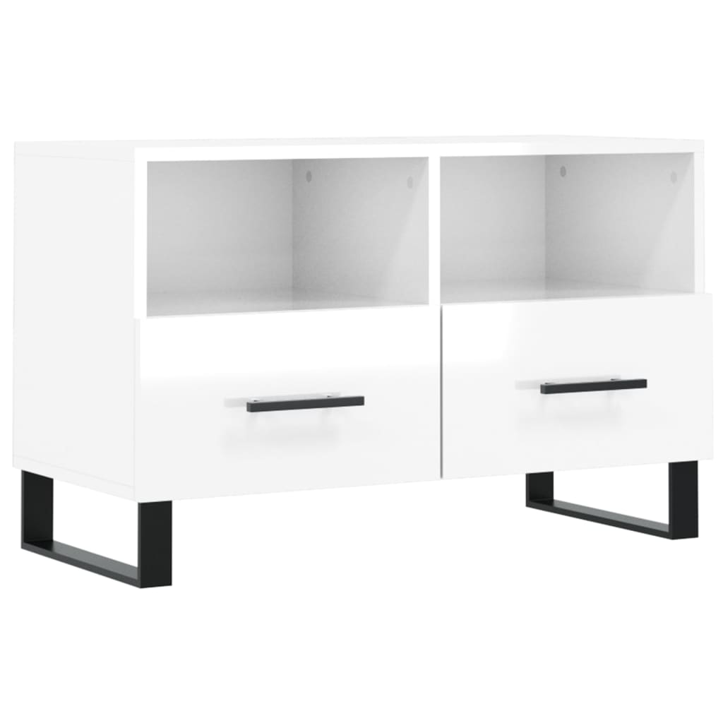 vidaXL Meuble TV Blanc brillant 80x36x50 cm Bois d'ingénierie