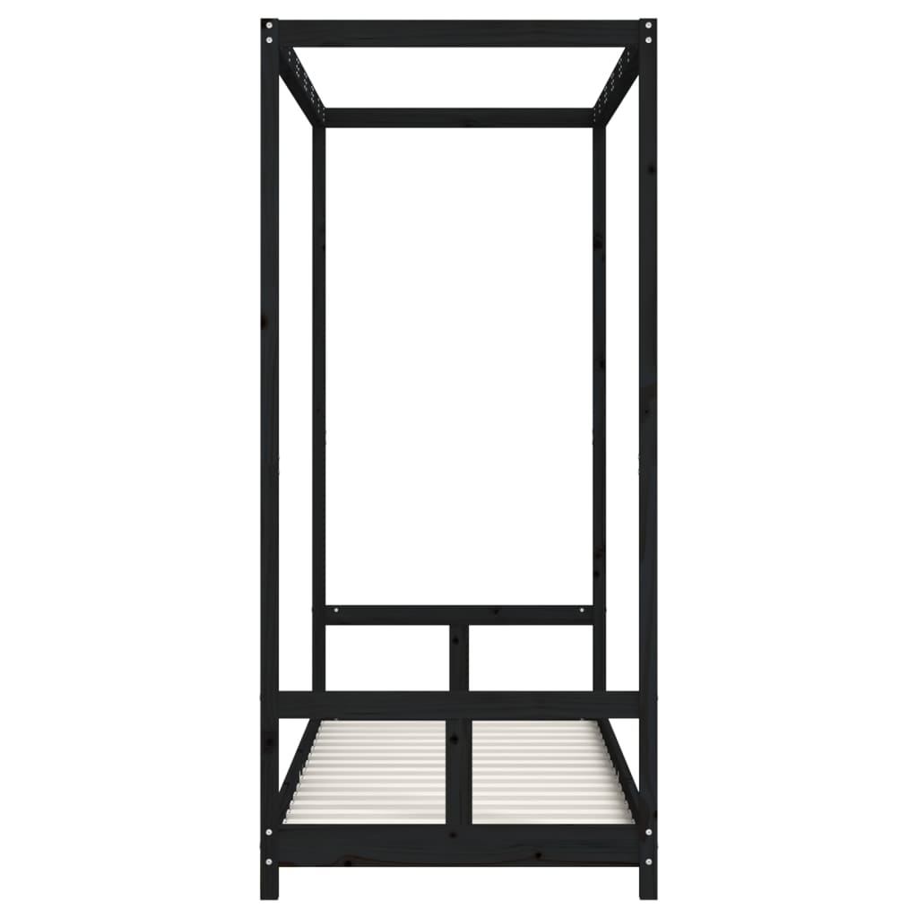 vidaXL Cadre de lit pour enfants noir 80x200 cm bois de pin massif