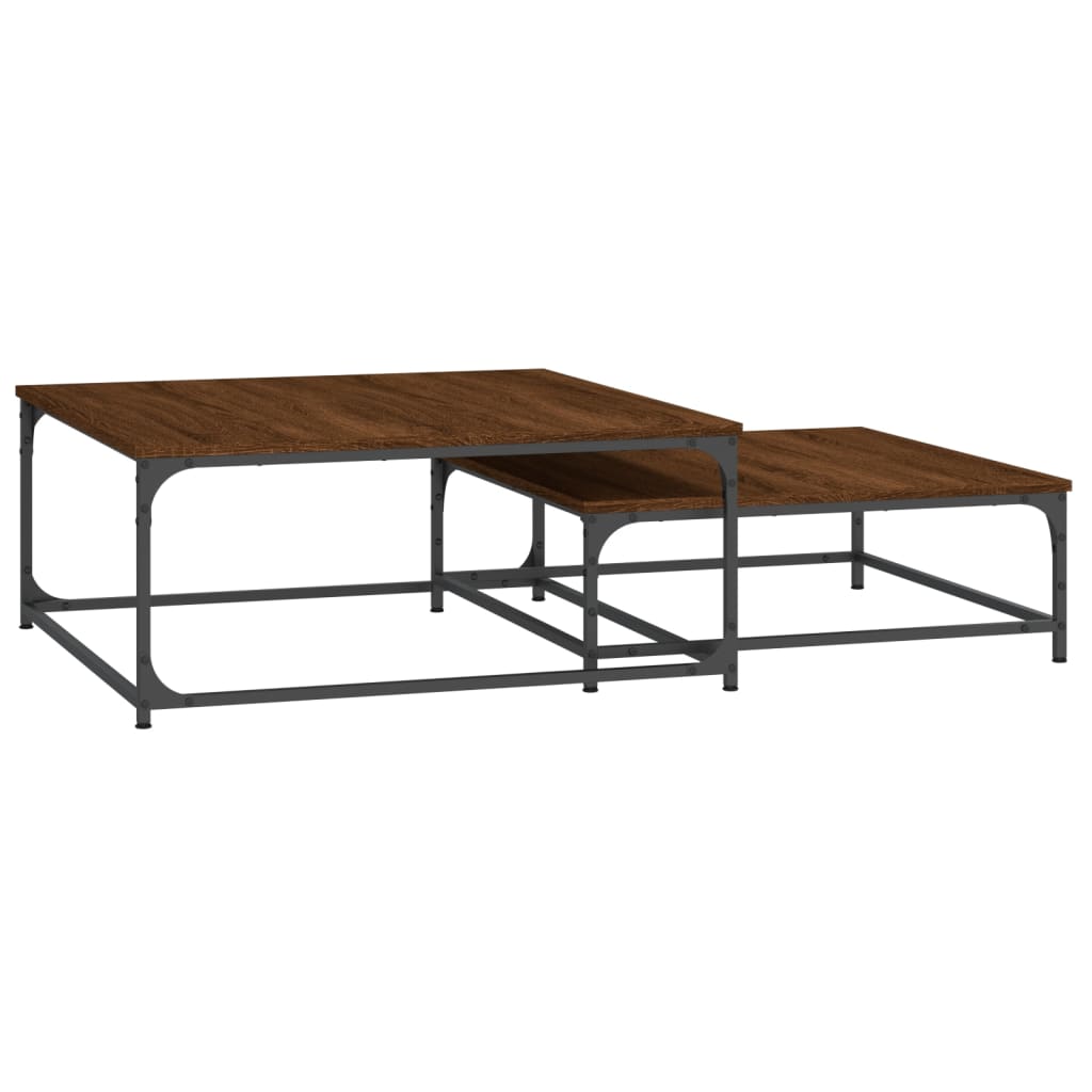 vidaXL Tables basses gigognes 2 pcs chêne marron bois d'ingénierie