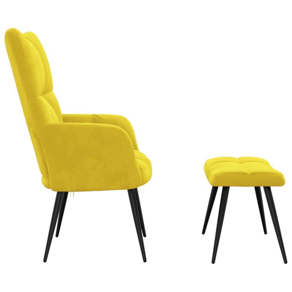 vidaXL Chaise de relaxation avec tabouret Jaune moutarde Velours