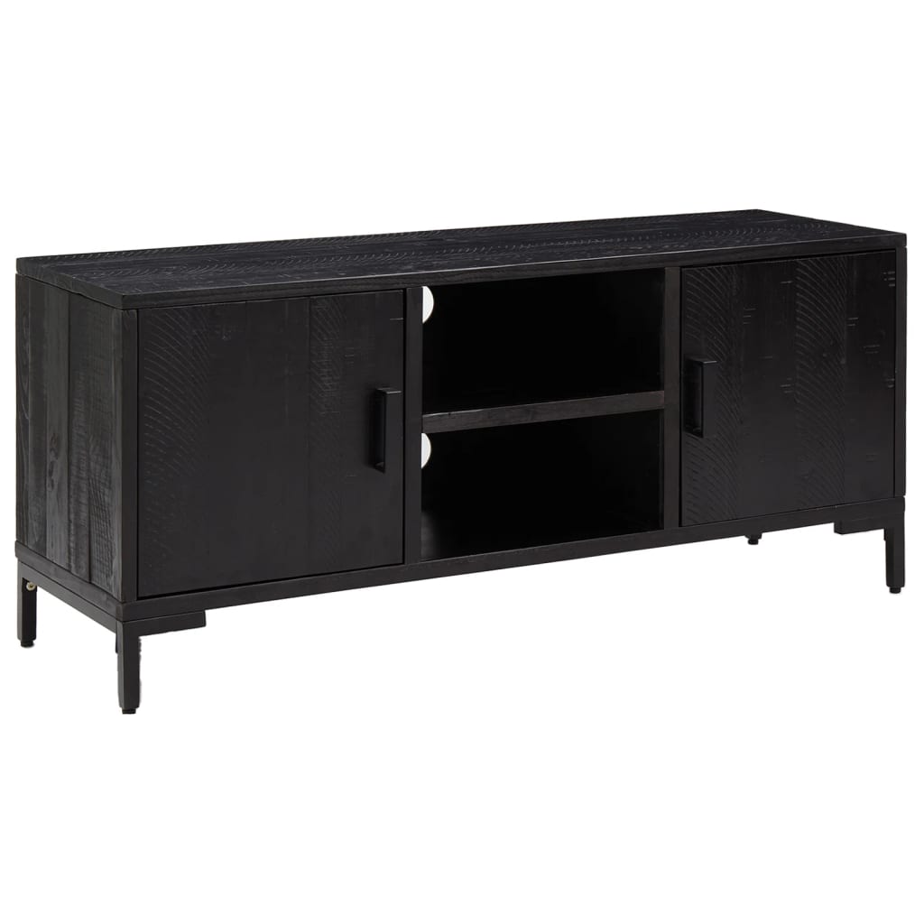 vidaXL Meuble TV Noir 110x35x48 cm Bois de pin massif