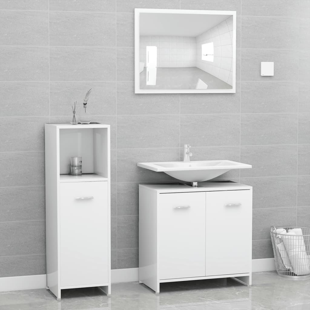 vidaXL Ensemble de meubles de salle de bain 3pcs Blanc Bois ingénierie