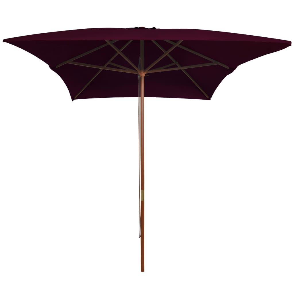 vidaXL Parasol de jardin avec mât en bois rouge bordeaux 200x300 cm