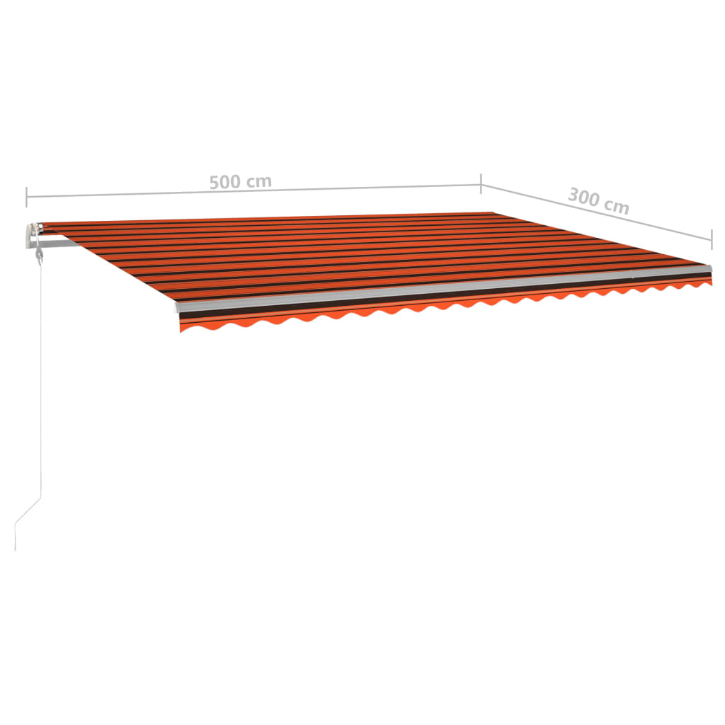 vidaXL Auvent manuel rétractable avec poteaux 5x3 m Orange et marron