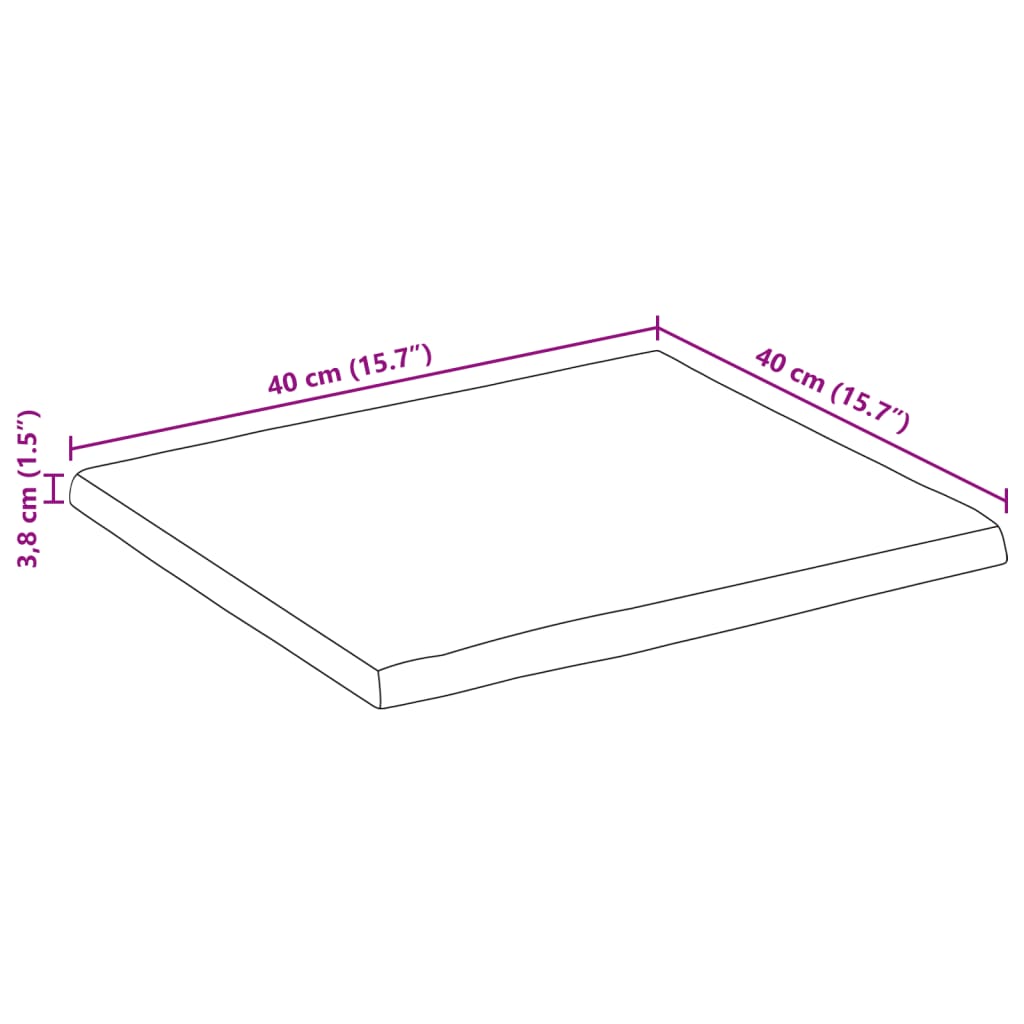 vidaXL Dessus de table 40x40x3,8 cm bord vivant bois massif manguier