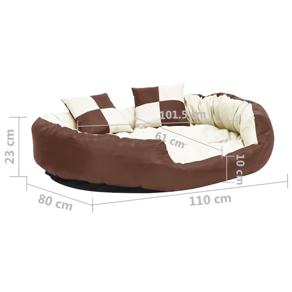 vidaXL Coussin réversible lavable de chien Marron et crème 110x80x23cm