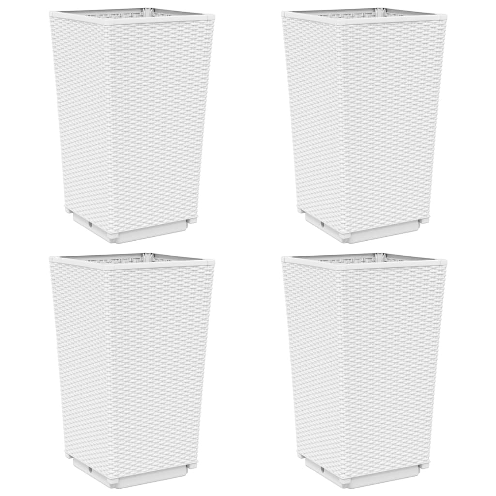 vidaXL Jardinières 4 pcs blanc 32,5x32,5x57 cm polypropylène