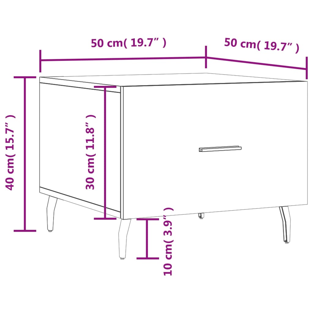 vidaXL Tables basses 2 pcs gris béton 50x50x40 cm bois d'ingénierie