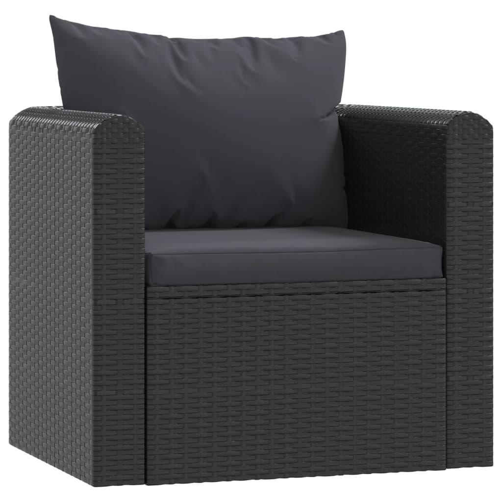 vidaXL Salon de jardin 7 pcs avec coussins Résine tressée Noir