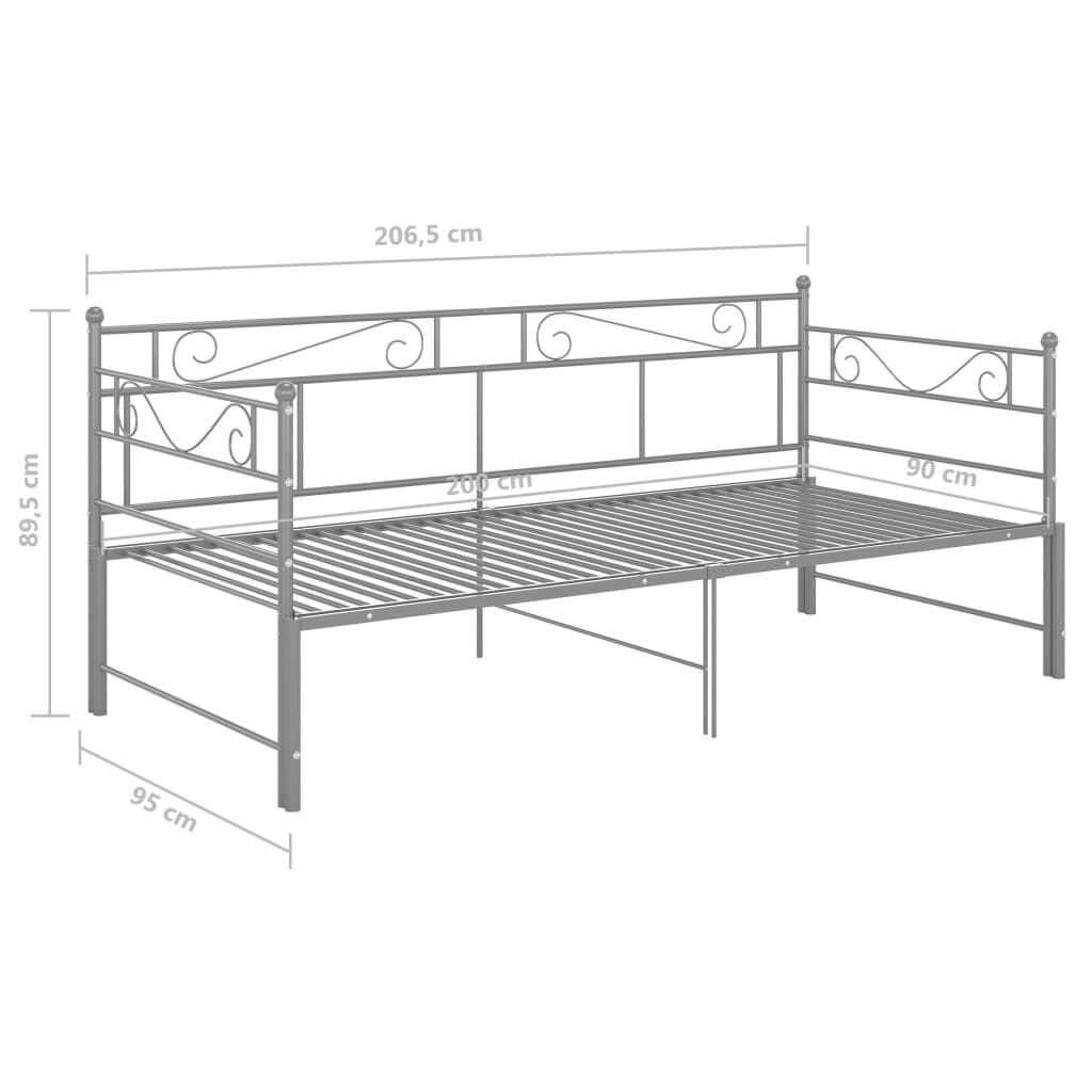 vidaXL Cadre de canapé-lit extensible gris métal 90x200 cm