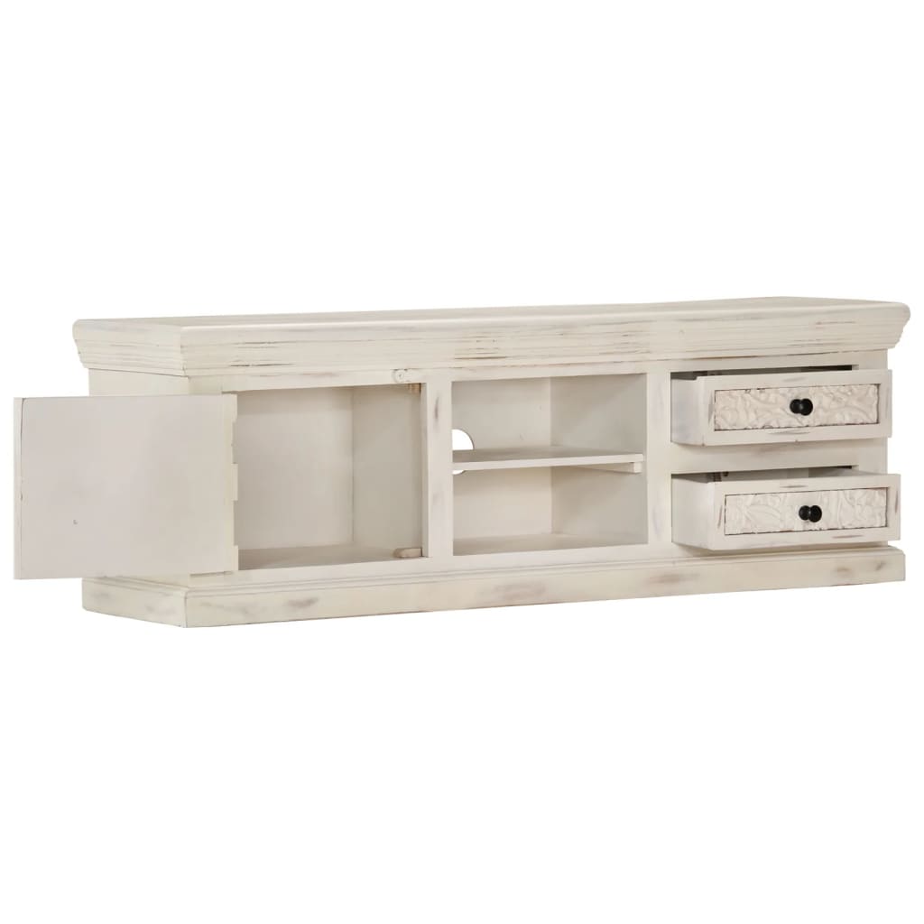 vidaXL Meuble TV Blanc 120x30x40 cm Bois massif de manguier